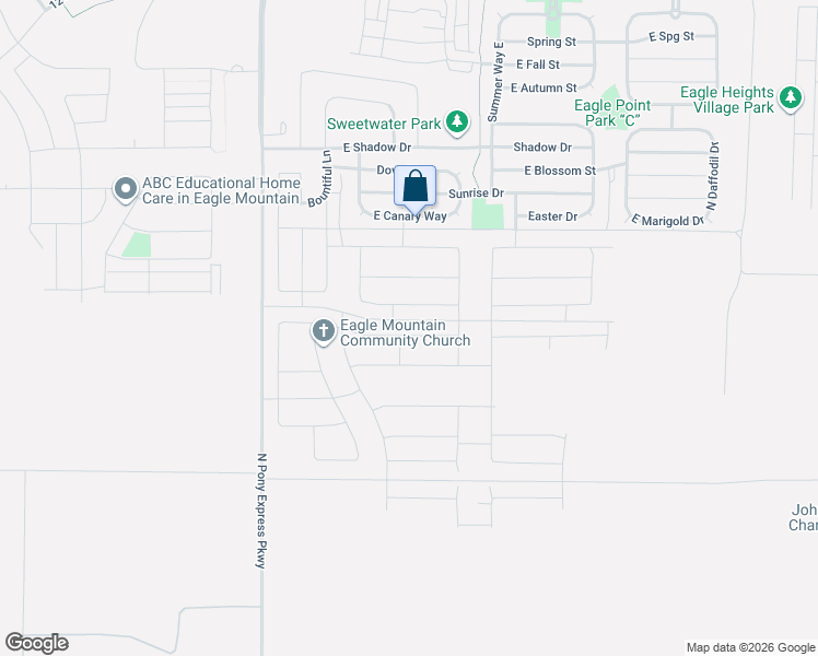 map of restaurants, bars, coffee shops, grocery stores, and more near 1791 East Bison Drive in Eagle Mountain