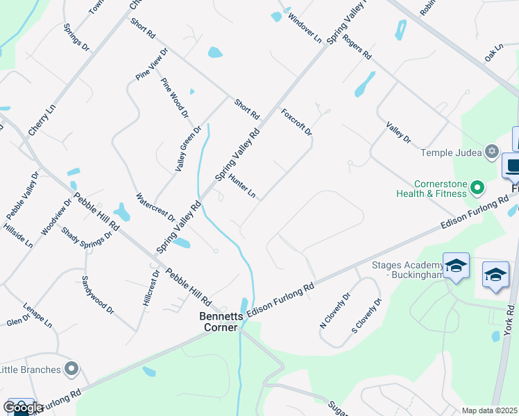 map of restaurants, bars, coffee shops, grocery stores, and more near 115 Foxcroft Drive in Furlong