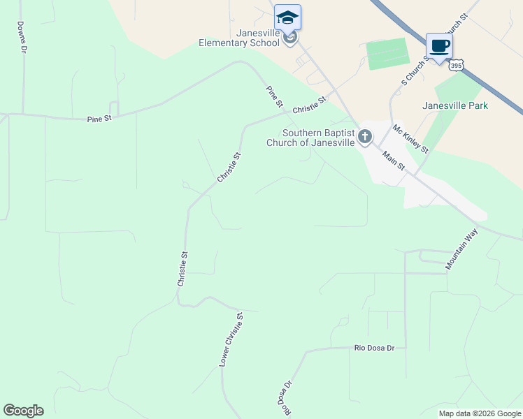 map of restaurants, bars, coffee shops, grocery stores, and more near 709-925 Pine Street in Janesville