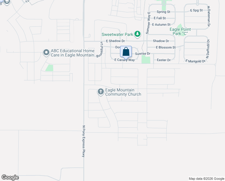 map of restaurants, bars, coffee shops, grocery stores, and more near 1880 East Bison Drive in Eagle Mountain