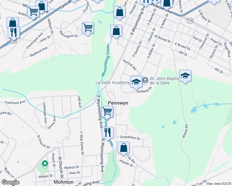 map of restaurants, bars, coffee shops, grocery stores, and more near 449 Holland Street in Shillington
