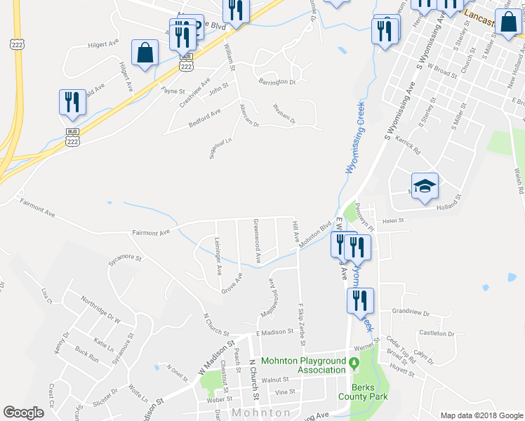map of restaurants, bars, coffee shops, grocery stores, and more near 788 Fairmont Avenue in Mohnton