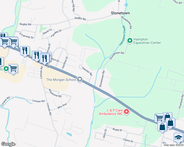 map of restaurants, bars, coffee shops, grocery stores, and more near 146 Heister Road in Birdsboro