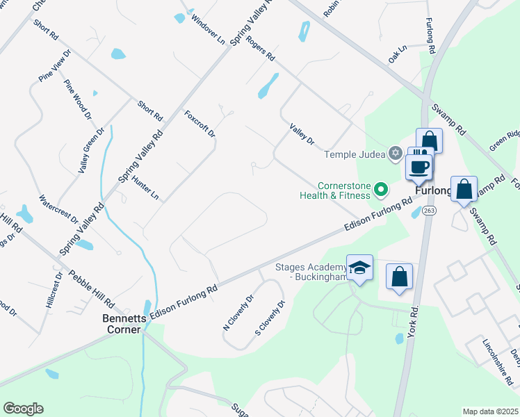 map of restaurants, bars, coffee shops, grocery stores, and more near 95 Saddle Drive in Furlong