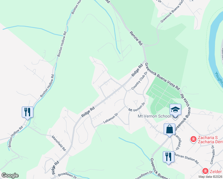 map of restaurants, bars, coffee shops, grocery stores, and more near 2004 Hankins Drive in McKeesport