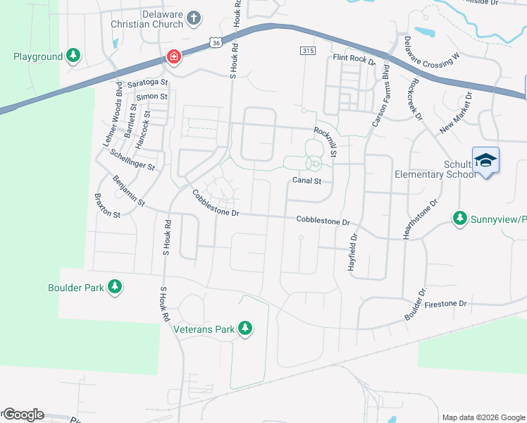map of restaurants, bars, coffee shops, grocery stores, and more near 116 Ellicott Road in Delaware