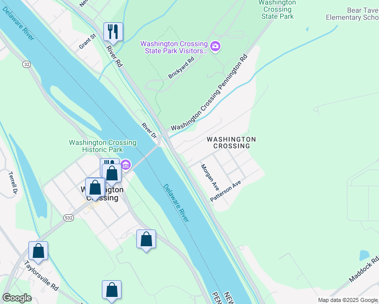 map of restaurants, bars, coffee shops, grocery stores, and more near 5 Coleman Lane in Hopewell Township