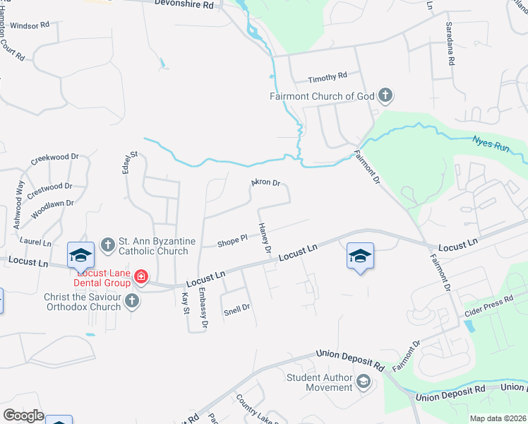 map of restaurants, bars, coffee shops, grocery stores, and more near 5900 Colwyn Drive in Harrisburg