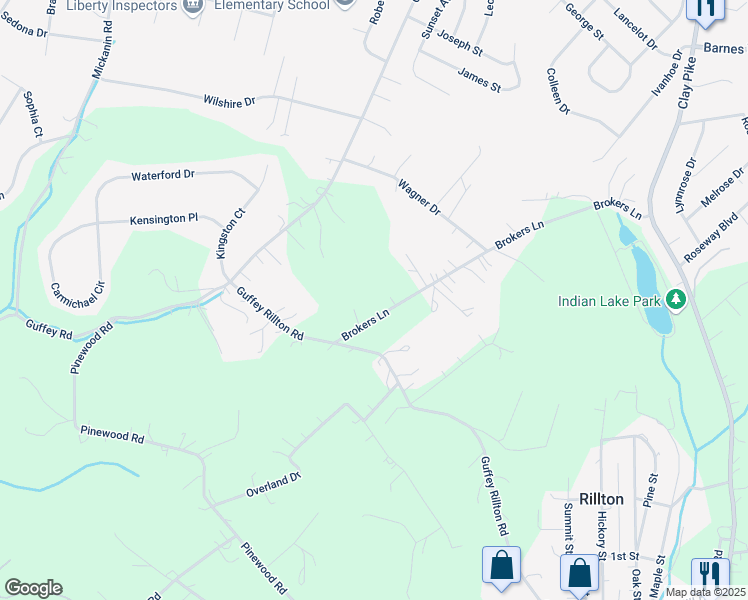 map of restaurants, bars, coffee shops, grocery stores, and more near 11255 Brokers Lane in Irwin