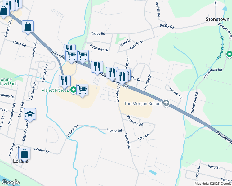 map of restaurants, bars, coffee shops, grocery stores, and more near 109 Bordic Road in Reading