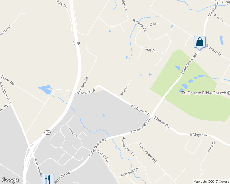 map of restaurants, bars, coffee shops, grocery stores, and more near 171 West Moyer Road in Pottstown