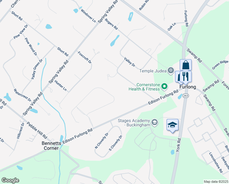map of restaurants, bars, coffee shops, grocery stores, and more near 95 Saddle Drive in Furlong