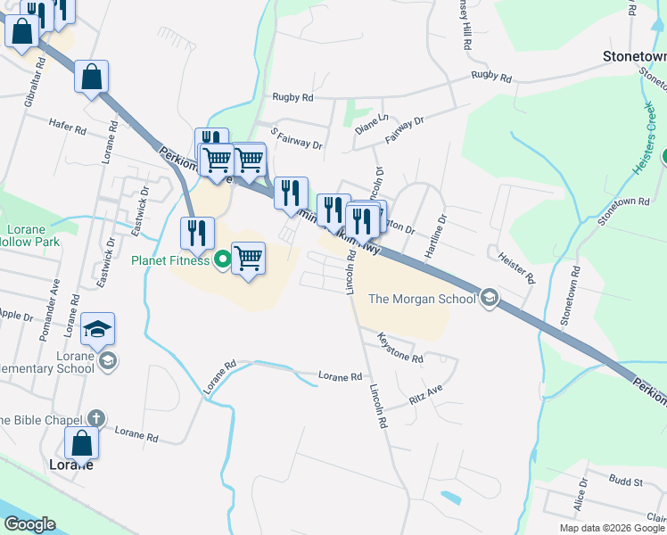 map of restaurants, bars, coffee shops, grocery stores, and more near 109 Bordic Road in Reading