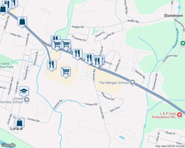 map of restaurants, bars, coffee shops, grocery stores, and more near 109 Bordic Road in Reading