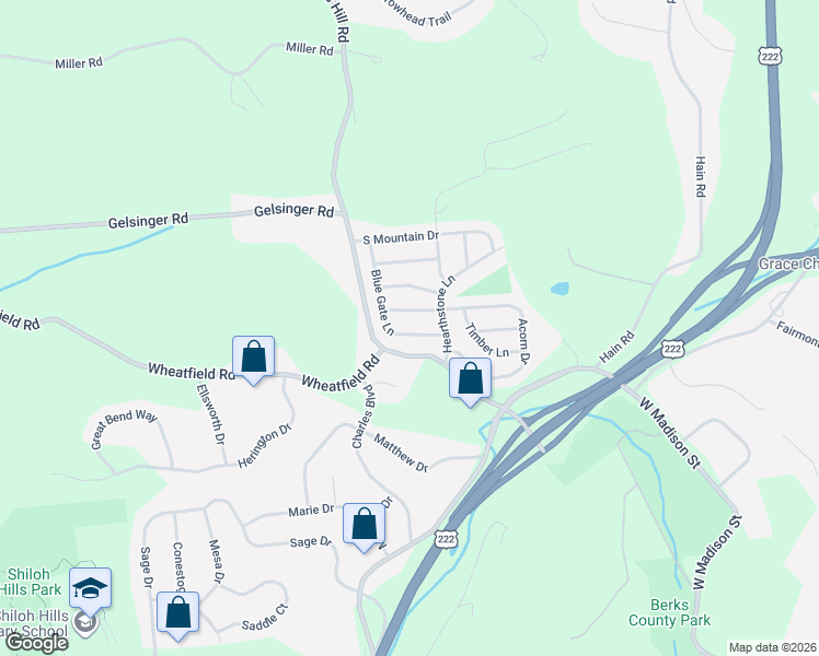 map of restaurants, bars, coffee shops, grocery stores, and more near 1850 Persimmon Drive in Sinking Spring