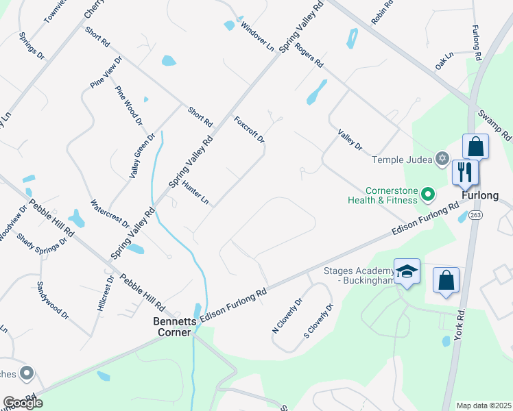 map of restaurants, bars, coffee shops, grocery stores, and more near 159 Saddle Drive in Furlong