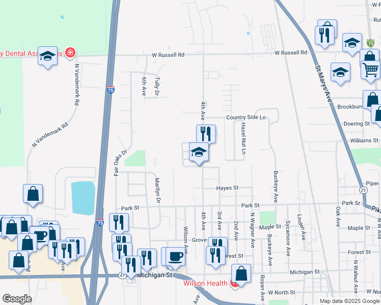 map of restaurants, bars, coffee shops, grocery stores, and more near 1011 4th Avenue in Sidney