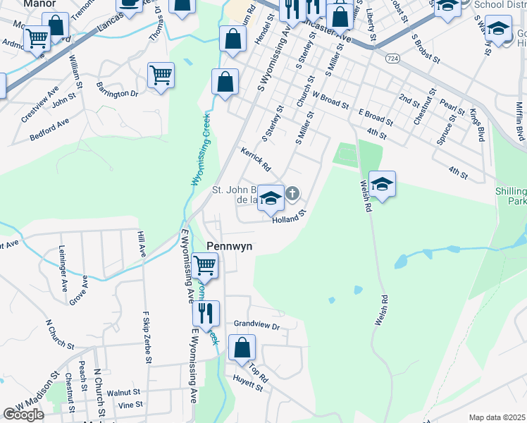 map of restaurants, bars, coffee shops, grocery stores, and more near 42 Kerrick Road in Shillington
