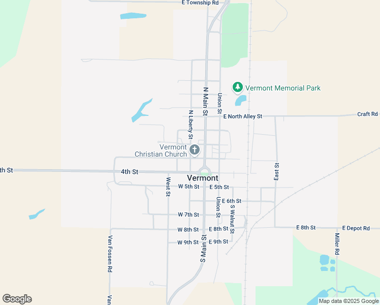 map of restaurants, bars, coffee shops, grocery stores, and more near 204 North Liberty Street in Vermont