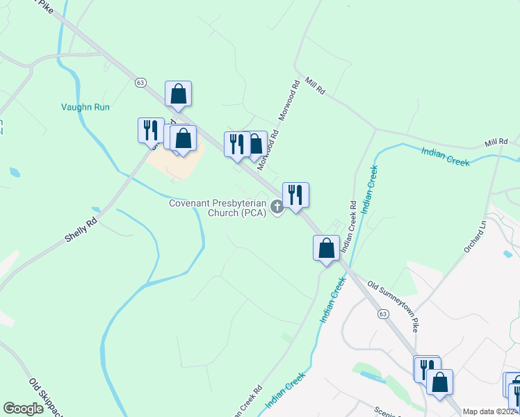 map of restaurants, bars, coffee shops, grocery stores, and more near 265 Covenant Lane in Harleysville