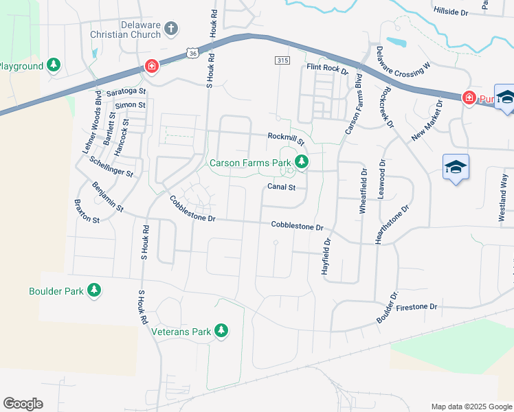 map of restaurants, bars, coffee shops, grocery stores, and more near 796 Canal Street in Delaware