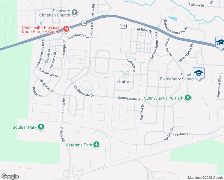 map of restaurants, bars, coffee shops, grocery stores, and more near 796 Canal Street in Delaware