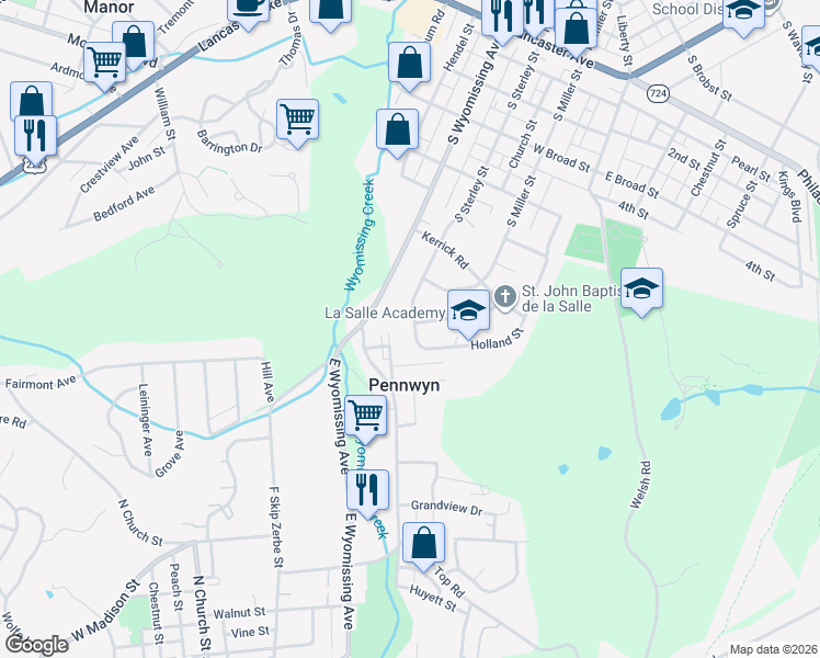 map of restaurants, bars, coffee shops, grocery stores, and more near 449 Holland Street in Shillington