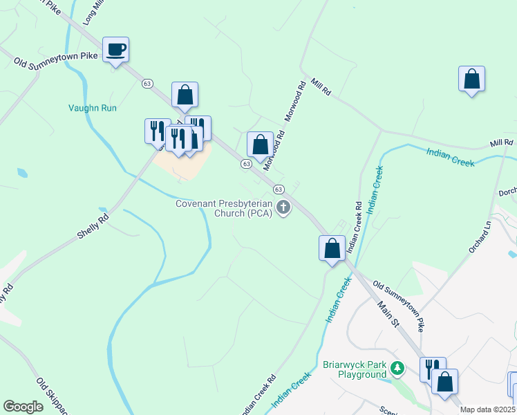 map of restaurants, bars, coffee shops, grocery stores, and more near 266 Covenant Lane in Harleysville