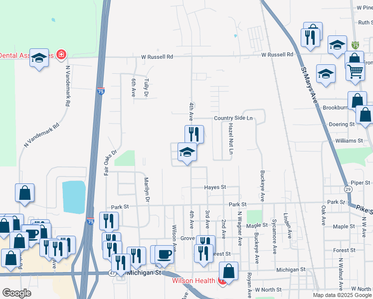 map of restaurants, bars, coffee shops, grocery stores, and more near 1011 4th Avenue in Sidney