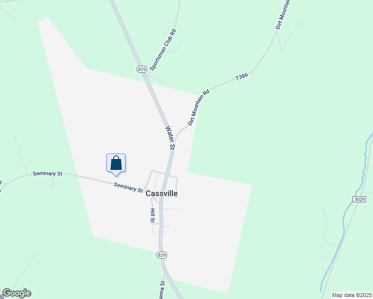 map of restaurants, bars, coffee shops, grocery stores, and more near 105 Water Street in Cassville