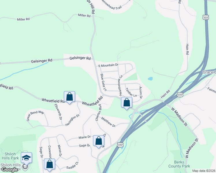 map of restaurants, bars, coffee shops, grocery stores, and more near 1850 Persimmon Drive in Sinking Spring