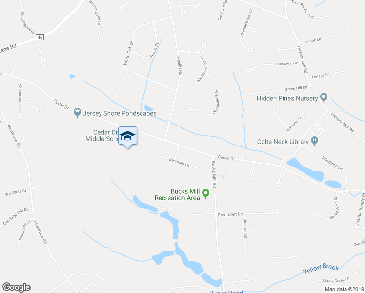 map of restaurants, bars, coffee shops, grocery stores, and more near 75 Cedar Drive in Colts Neck