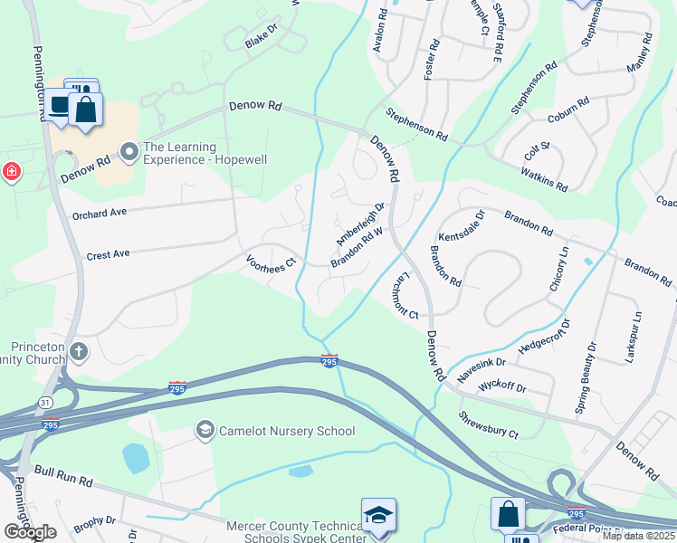 map of restaurants, bars, coffee shops, grocery stores, and more near 701 Pebble Creek Court in Pennington