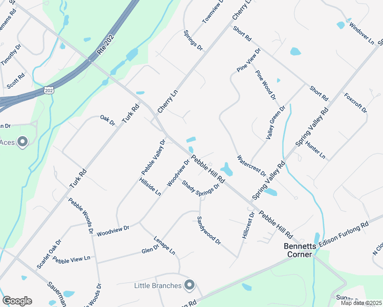 map of restaurants, bars, coffee shops, grocery stores, and more near 739 Pebble Hill Road in Doylestown