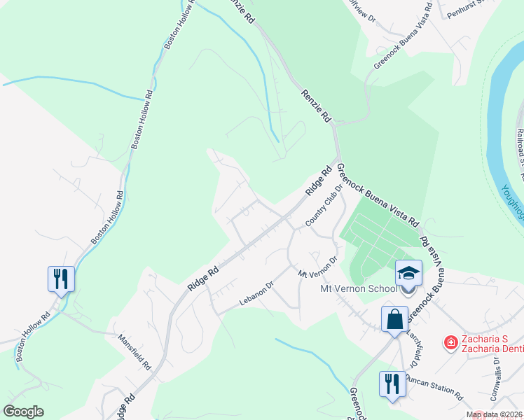 map of restaurants, bars, coffee shops, grocery stores, and more near 2004 Hankins Drive in McKeesport