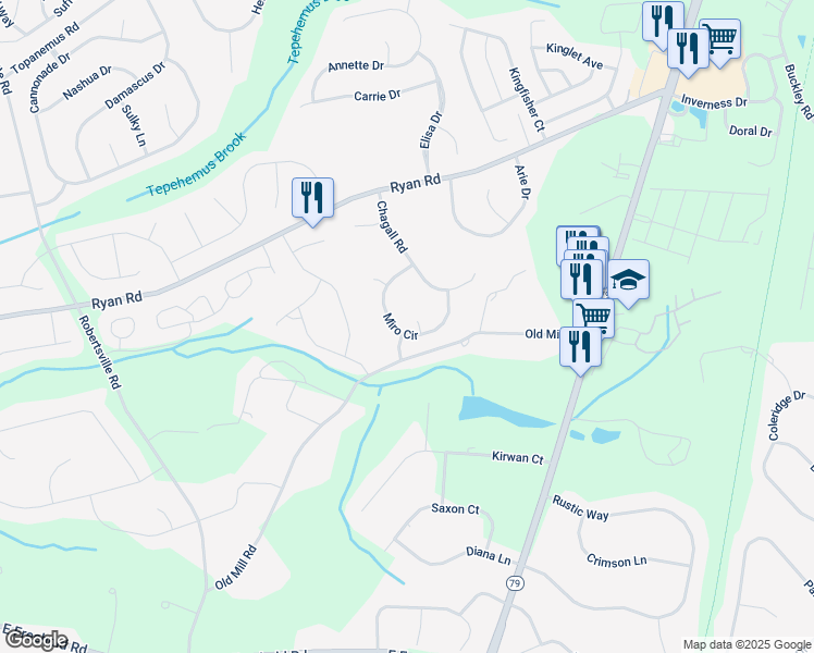 map of restaurants, bars, coffee shops, grocery stores, and more near in Marlboro Township