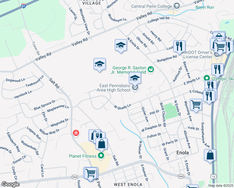 map of restaurants, bars, coffee shops, grocery stores, and more near 13 Gutshall Avenue in Enola