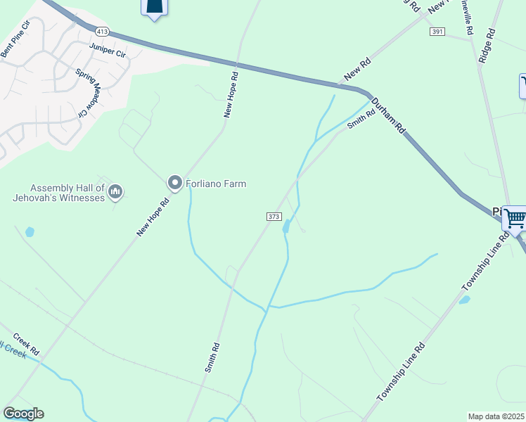 map of restaurants, bars, coffee shops, grocery stores, and more near 4532 Smith Road in Furlong