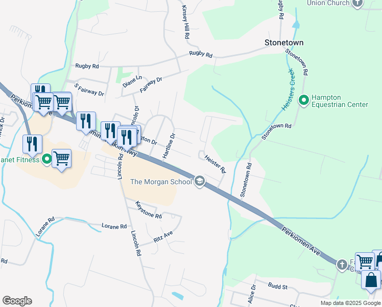 map of restaurants, bars, coffee shops, grocery stores, and more near 6113 Washington Drive in Reading
