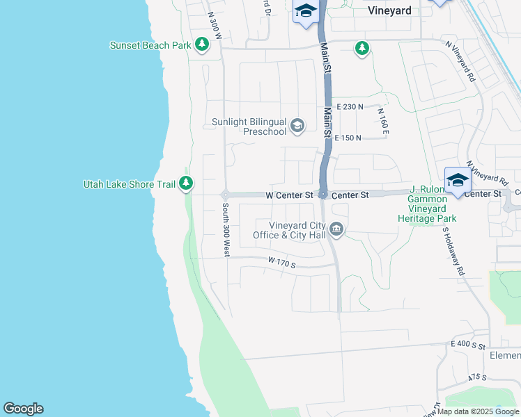 map of restaurants, bars, coffee shops, grocery stores, and more near 163 West Hackberry Road in Vineyard