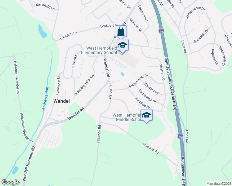 map of restaurants, bars, coffee shops, grocery stores, and more near 106 Northumberland Drive in Irwin