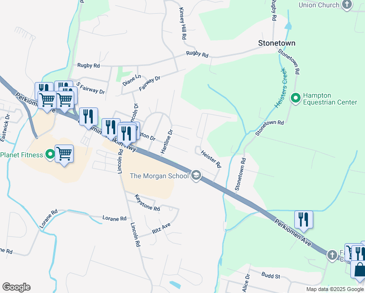 map of restaurants, bars, coffee shops, grocery stores, and more near 6113 Washington Drive in Reading