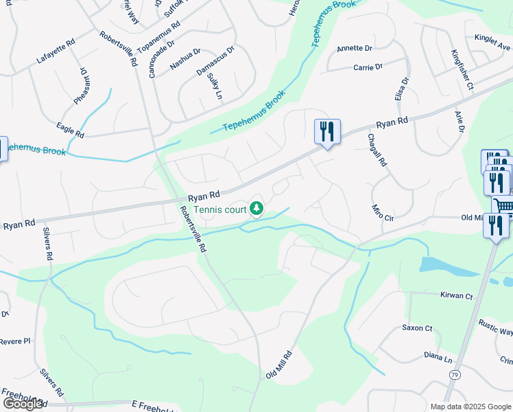 map of restaurants, bars, coffee shops, grocery stores, and more near 162 Tangerine Drive in Marlboro