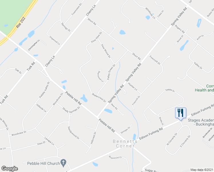 map of restaurants, bars, coffee shops, grocery stores, and more near 81 Valley Green Drive in Doylestown