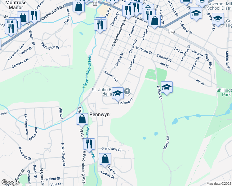 map of restaurants, bars, coffee shops, grocery stores, and more near 42 Kerrick Road in Shillington