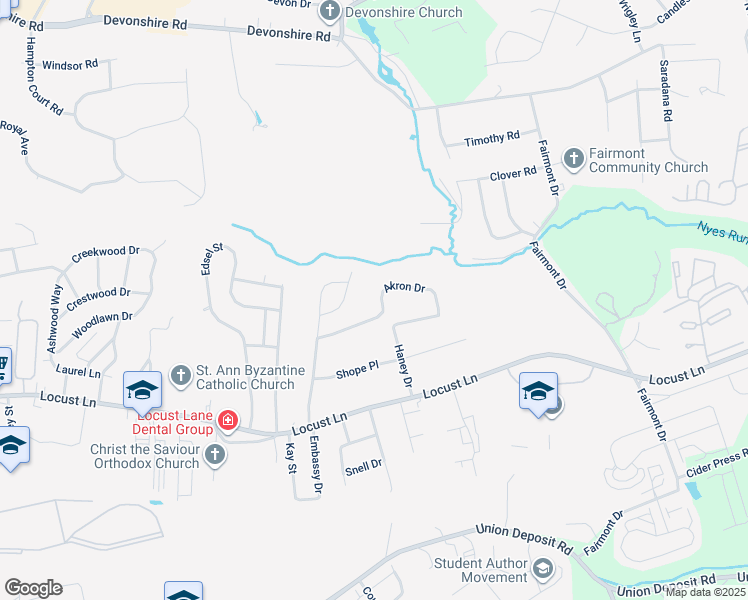 map of restaurants, bars, coffee shops, grocery stores, and more near 5616 Akron Drive in Harrisburg