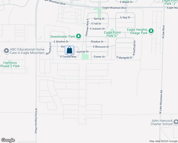 map of restaurants, bars, coffee shops, grocery stores, and more near 1986 Chickadee Drive in Eagle Mountain