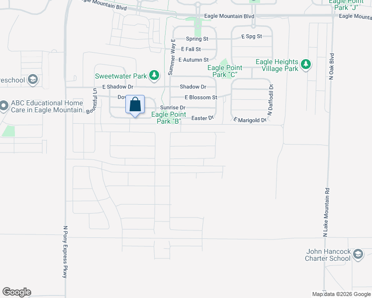 map of restaurants, bars, coffee shops, grocery stores, and more near 2040 E Chickadee Drive in Eagle Mountain
