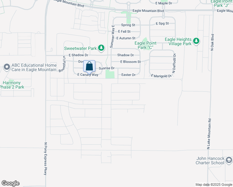 map of restaurants, bars, coffee shops, grocery stores, and more near 2004 Chickadee Drive in Eagle Mountain