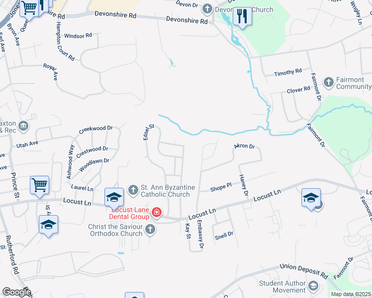 map of restaurants, bars, coffee shops, grocery stores, and more near 1383 Ford Avenue in Harrisburg